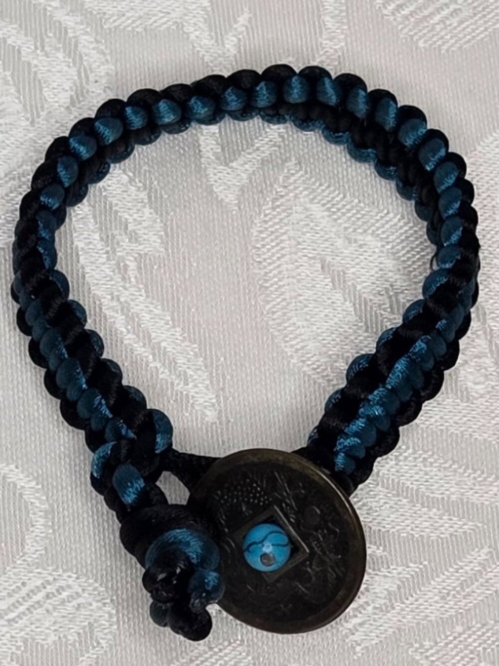 Boho Surfer Rasta Woven Bracelet with Brass Button Clasp